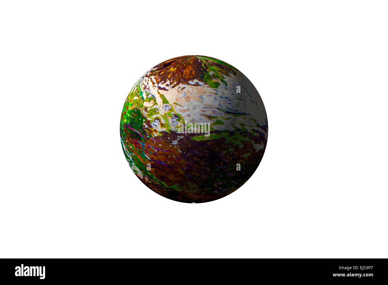 Illustrazione di un pianeta alieno isolato su uno sfondo bianco. Foto Stock