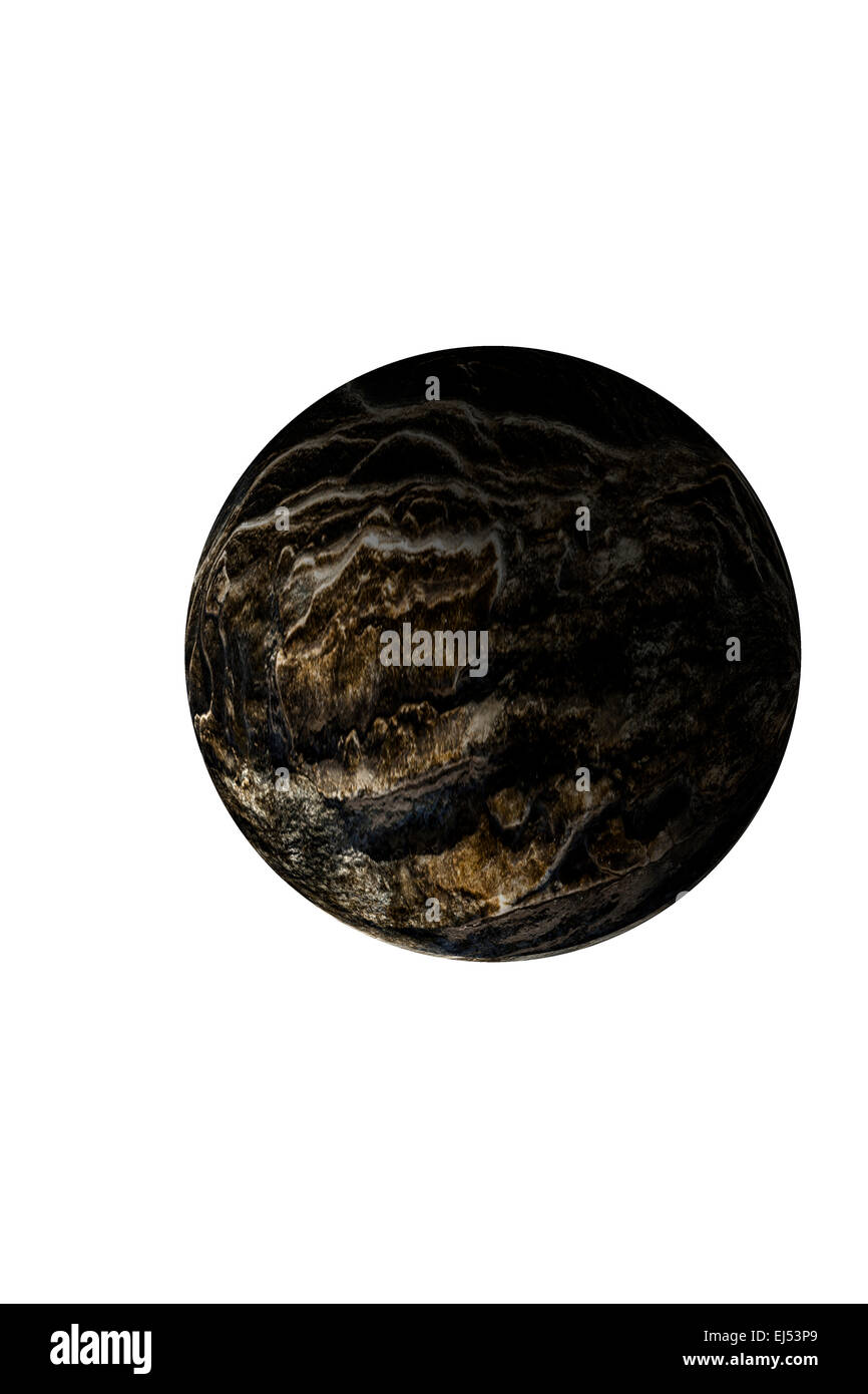 Illustrazione di un pianeta alieno isolato su uno sfondo bianco. Foto Stock