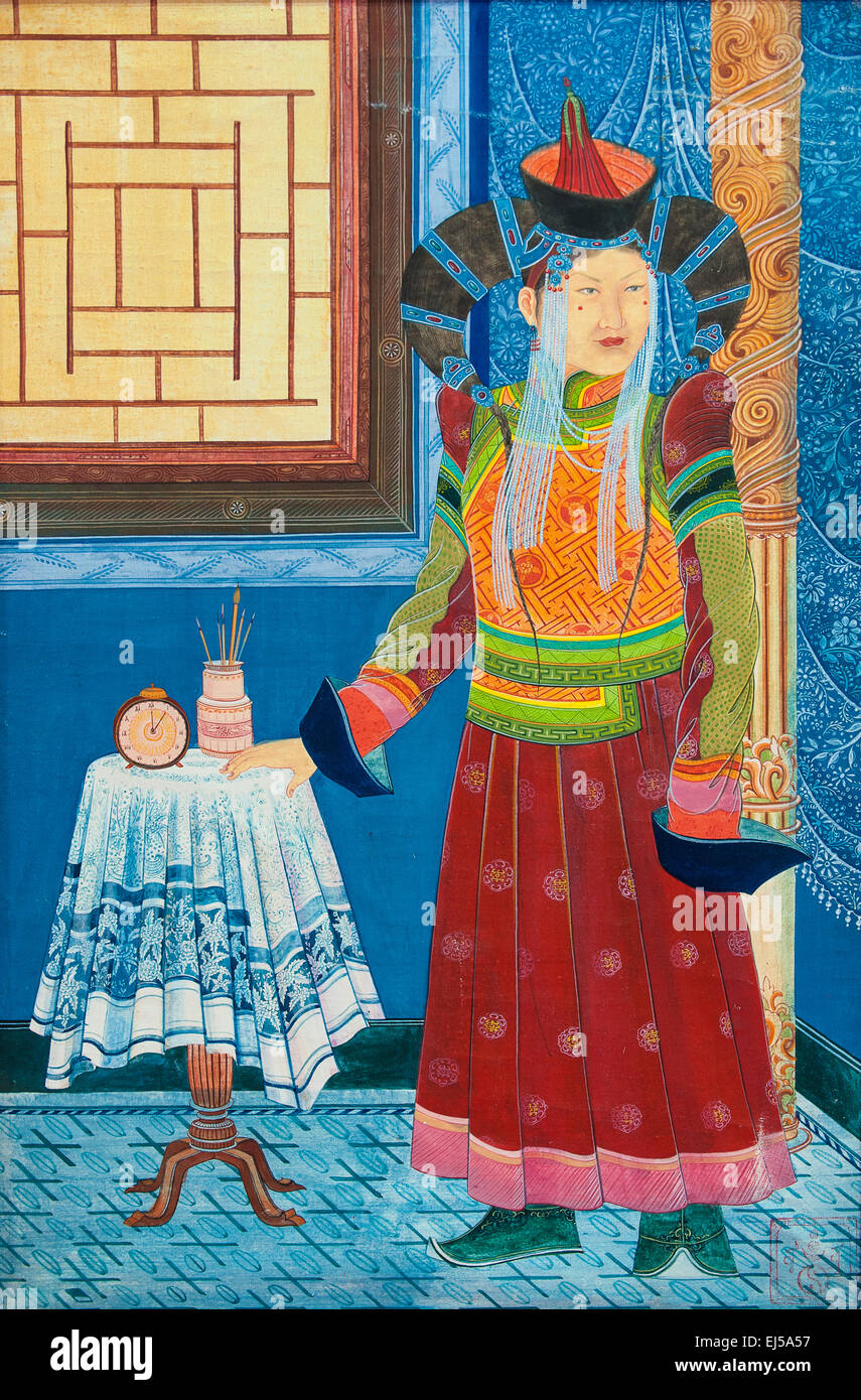 Torino, Italia. Xx marzo, 2015. Lingotto Fiere 'Festival dell'Oriente' dal 20 al 22 marzo 2015 e dal 27 al 30 marzo 2015 - 20 Marzo 2015 - Mongolia - pitture eseguite con la tecnica antica Zurag mongola Credito: Davvero Facile Star/Alamy Live News Foto Stock