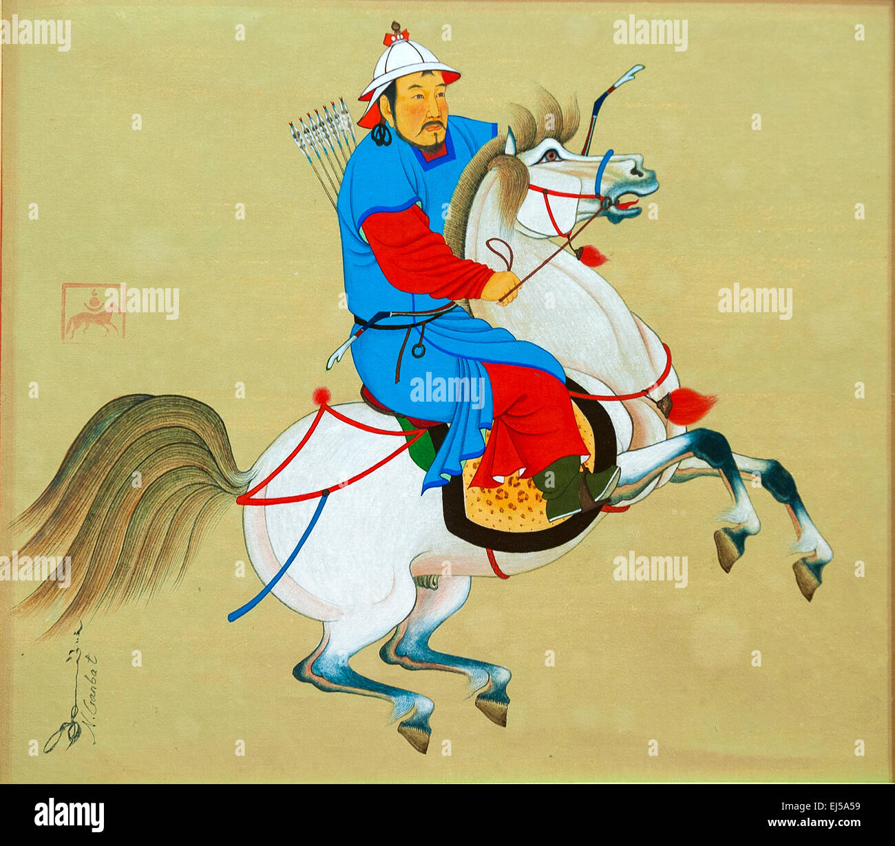 Torino, Italia. Xx marzo, 2015. Lingotto Fiere 'Festival dell'Oriente' dal 20 al 22 marzo 2015 e dal 27 al 30 marzo 2015 - 20 Marzo 2015 - Mongolia - pitture eseguite con la tecnica antica Zurag mongola Credito: Davvero Facile Star/Alamy Live News Foto Stock