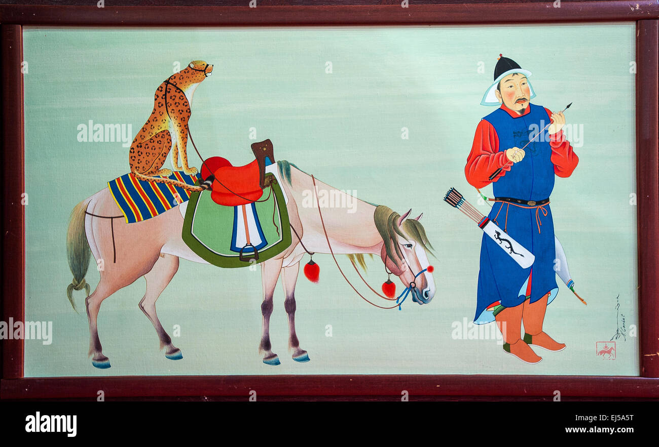 Torino, Italia. Xx marzo, 2015. Lingotto Fiere 'Festival dell'Oriente' dal 20 al 22 marzo 2015 e dal 27 al 30 marzo 2015 - 20 Marzo 2015 - Mongolia - pitture eseguite con la tecnica antica Zurag mongola Credito: Davvero Facile Star/Alamy Live News Foto Stock