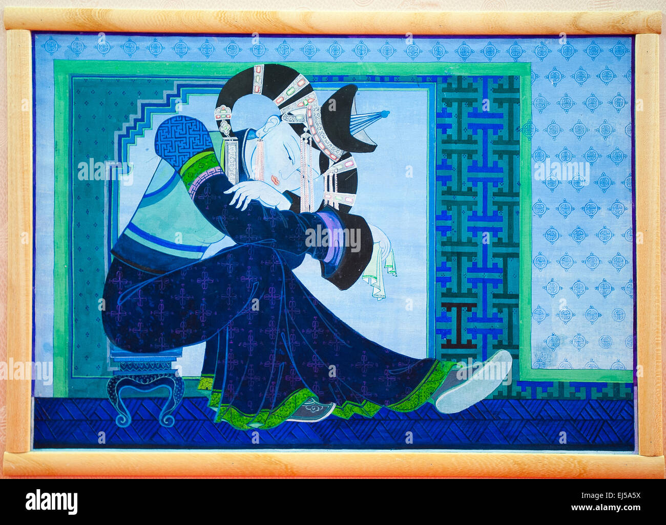 Torino, Italia. Xx marzo, 2015. Lingotto Fiere 'Festival dell'Oriente' dal 20 al 22 marzo 2015 e dal 27 al 30 marzo 2015 - 20 Marzo 2015 - Mongolia - pitture eseguite con la tecnica antica Zurag mongola Credito: Davvero Facile Star/Alamy Live News Foto Stock