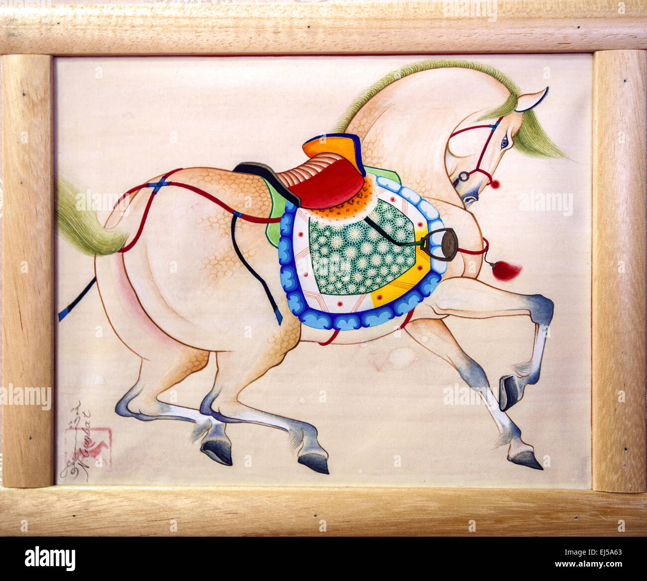 Torino, Italia. Xx marzo, 2015. Lingotto Fiere 'Festival dell'Oriente' dal 20 al 22 marzo 2015 e dal 27 al 30 marzo 2015 - 20 Marzo 2015 - Mongolia - pitture eseguite con la tecnica antica Zurag mongola Credito: Davvero Facile Star/Alamy Live News Foto Stock