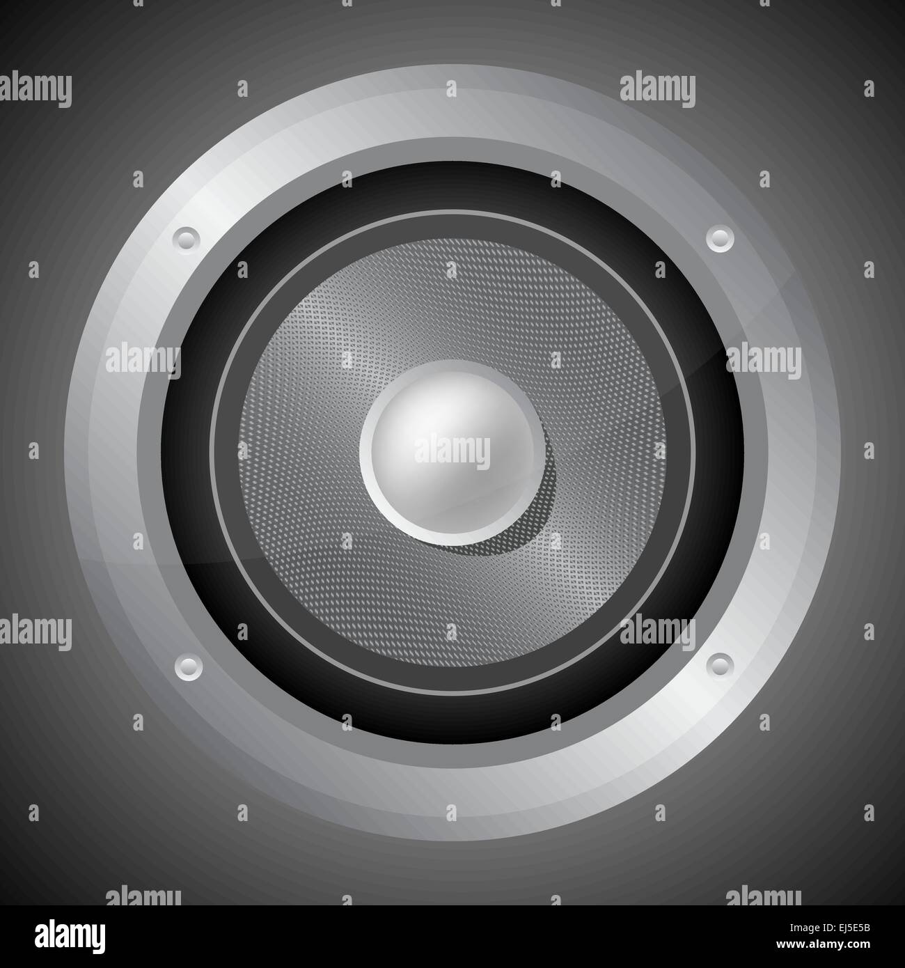 Altoparlante audio isolati su sfondo nero, illustrazione vettoriale Illustrazione Vettoriale