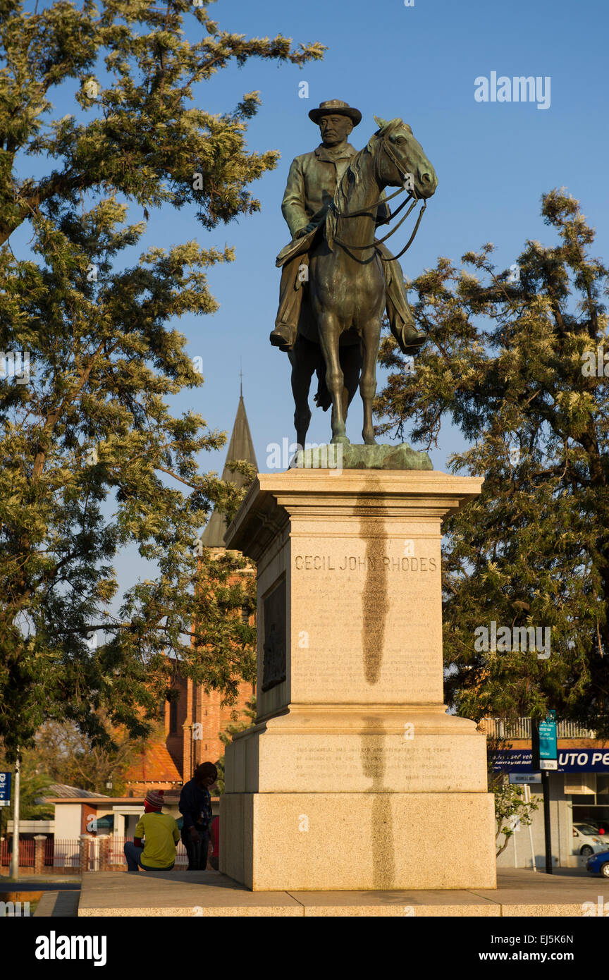 Statua equestre di Cecil John Rhodes, Kimberley, Sud Africa Foto Stock