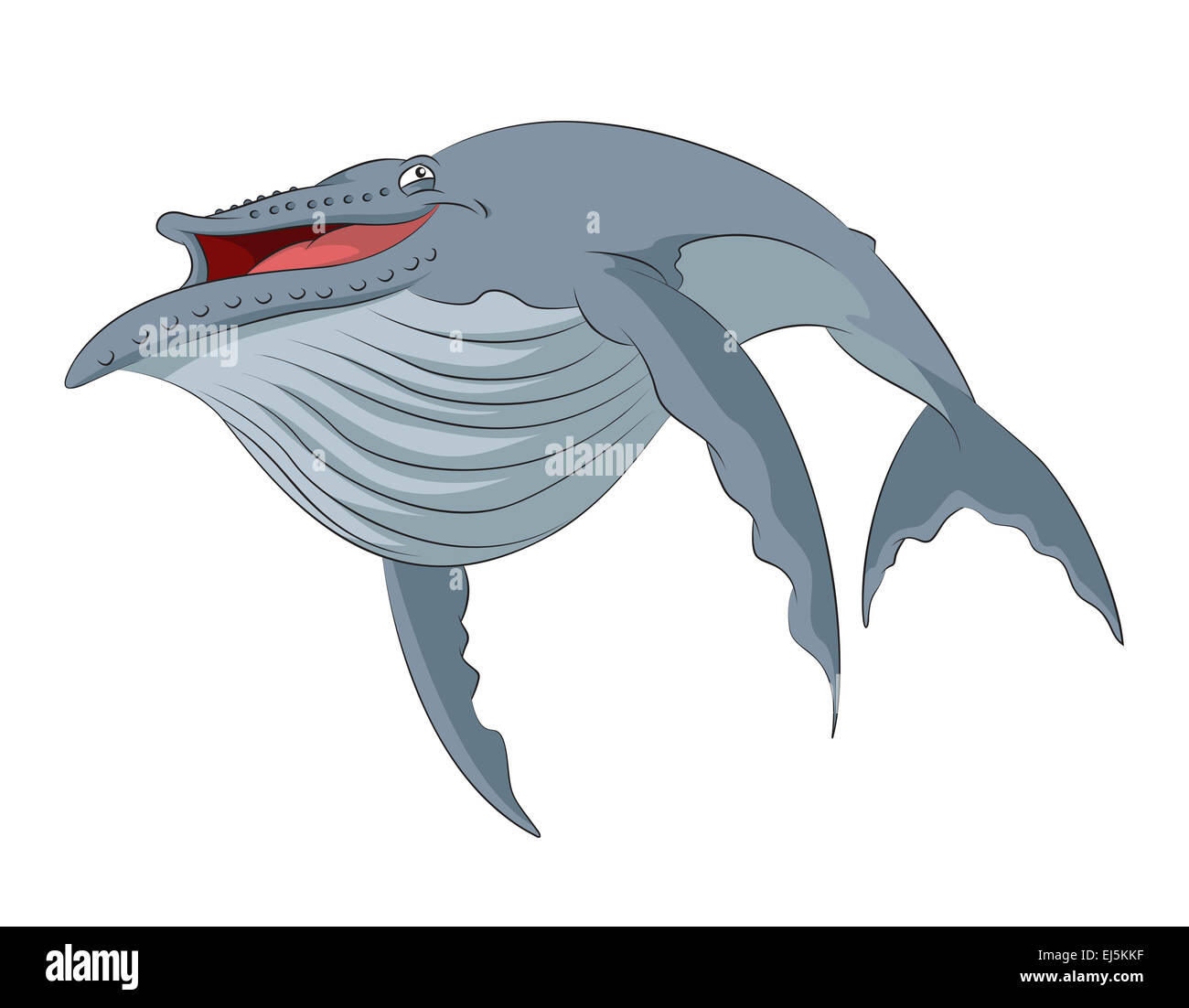 Immagine vettoriale di divertenti cartoon balena sorridente Foto Stock