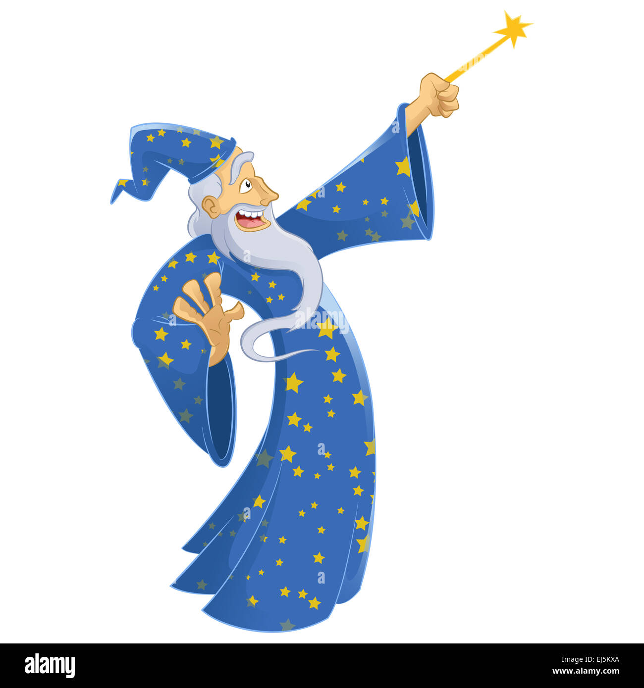Immagine vettoriale di un cartoon sorridente wizard Foto Stock
