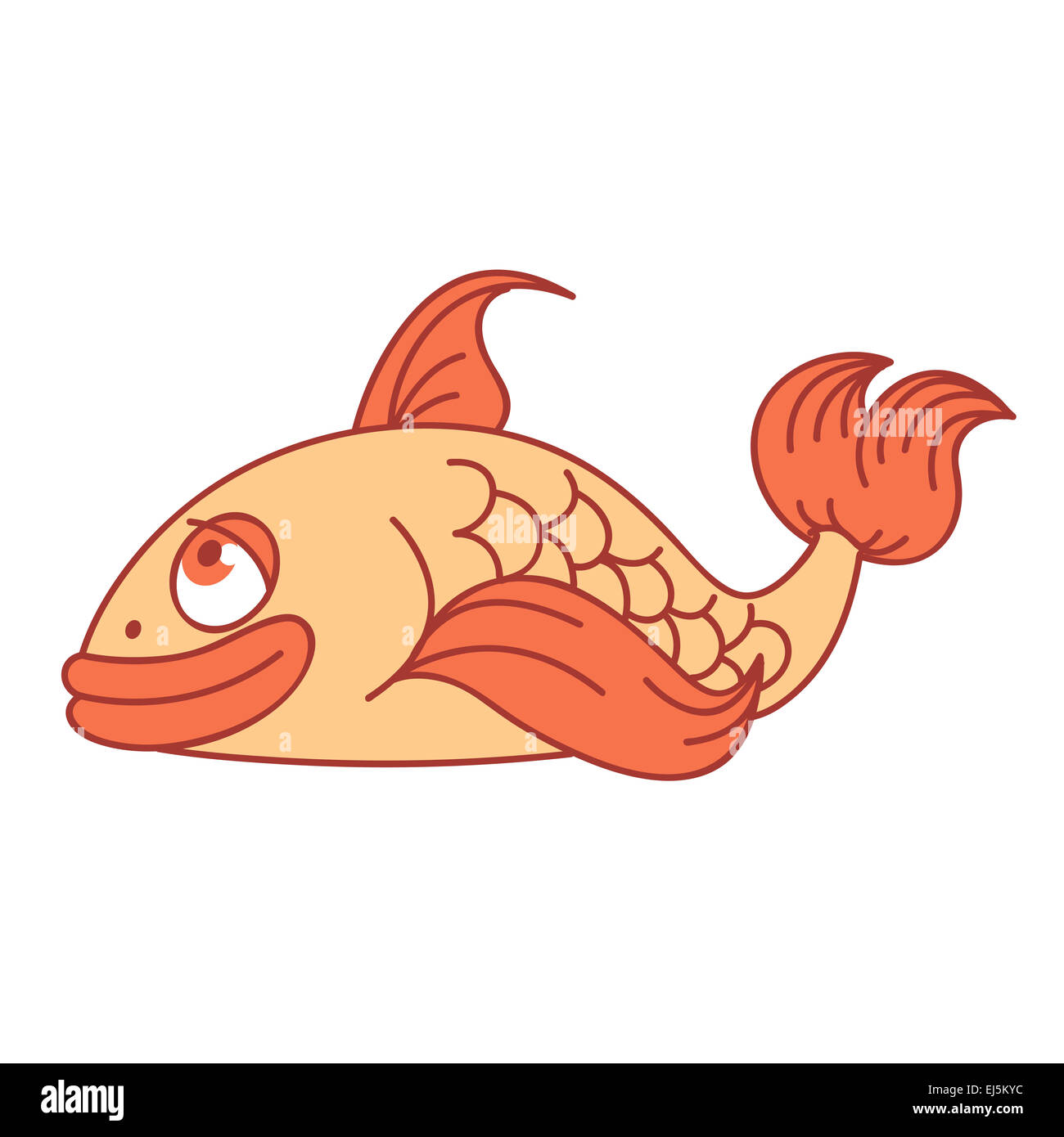 Immagine vettoriale di un fumetto di pesce sorridente Foto Stock