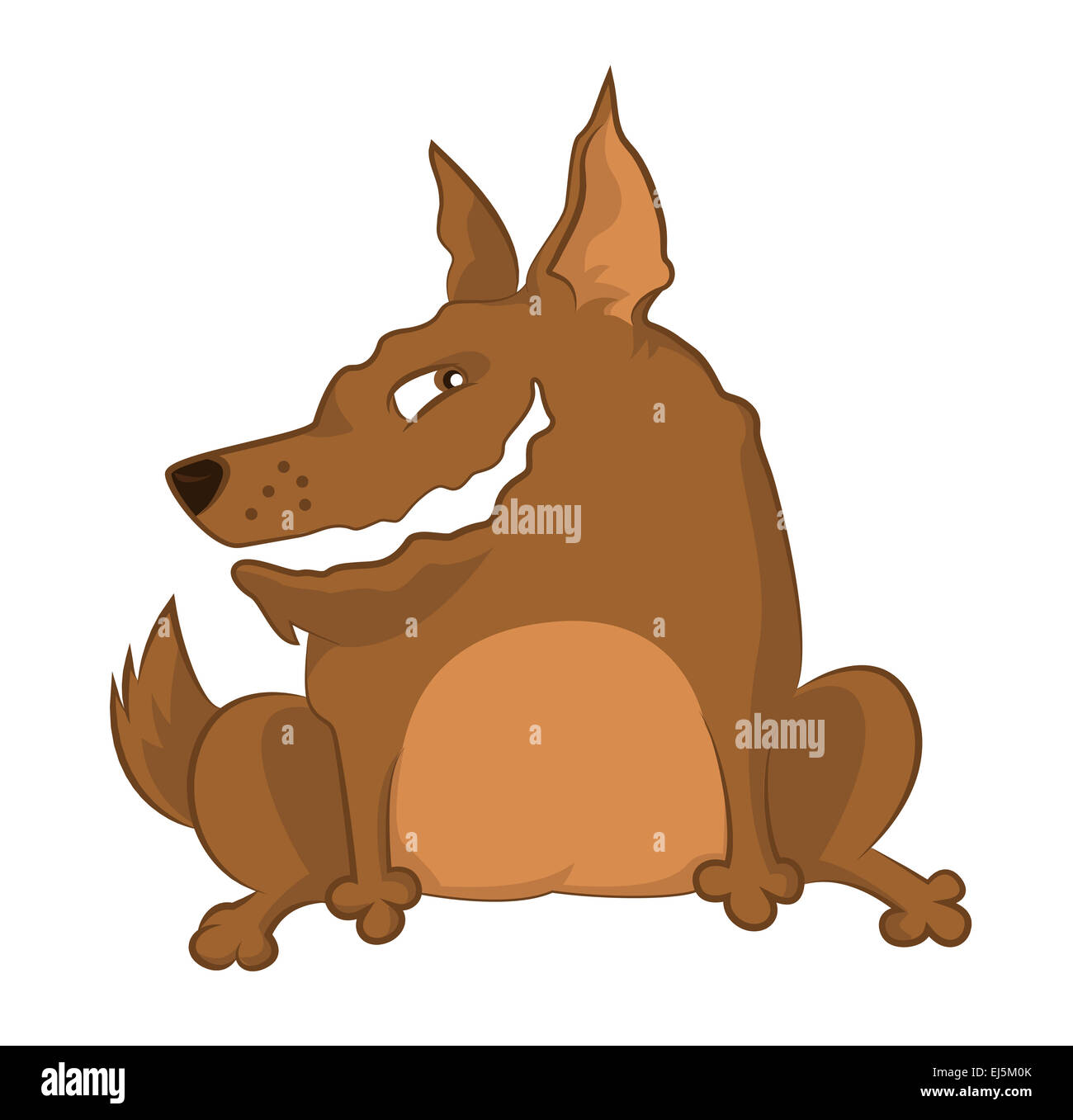 Immagine vettoriale di marrone sorridente cane cartoon Foto Stock