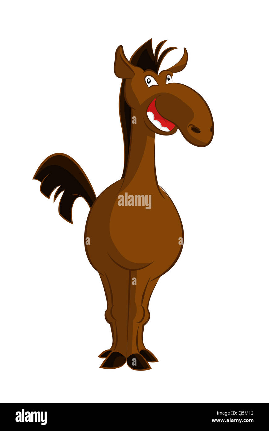 Immagine vettoriale di marrone cartoon divertente cavallo Foto Stock