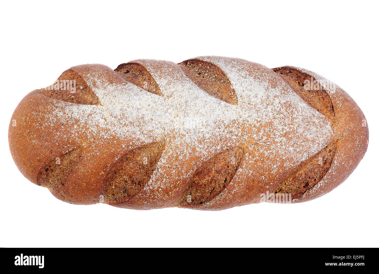 Filone di pane di segale isolato su bianco Foto Stock