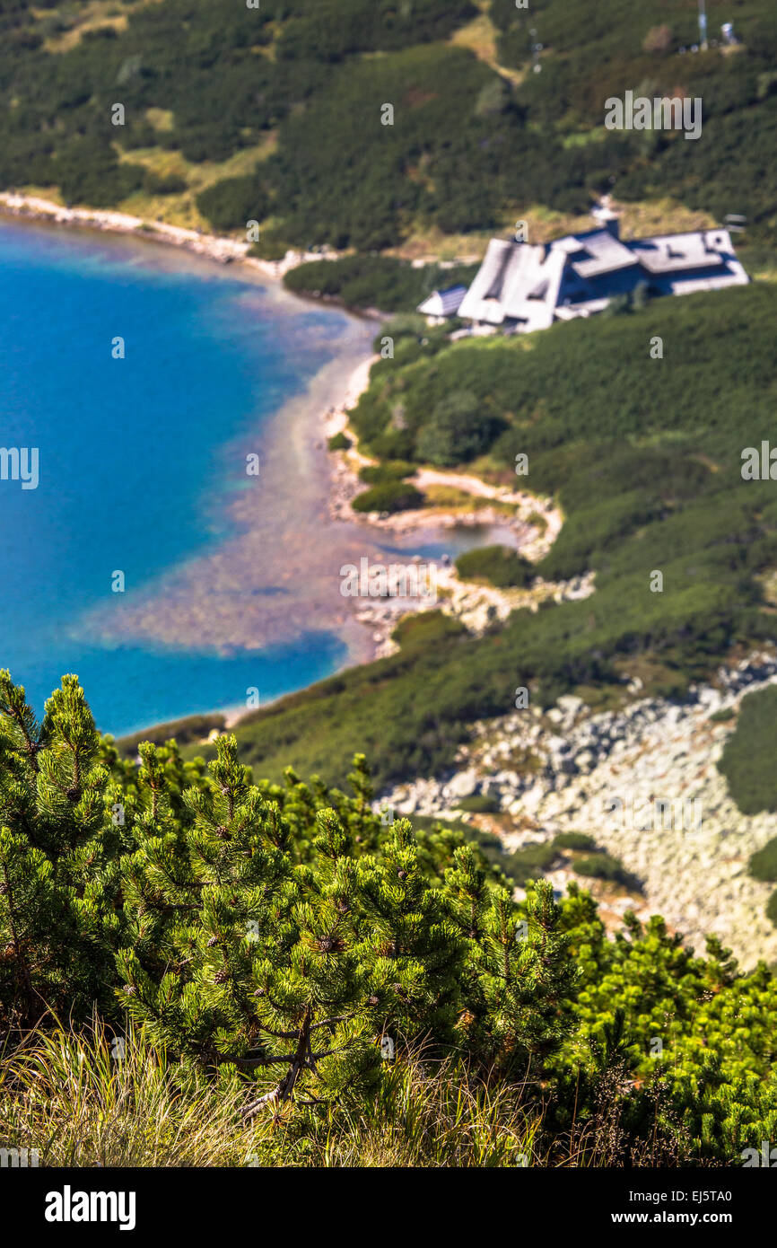 Lago di montagna in 5 laghi della valle di Tatra, Polonia. Foto Stock