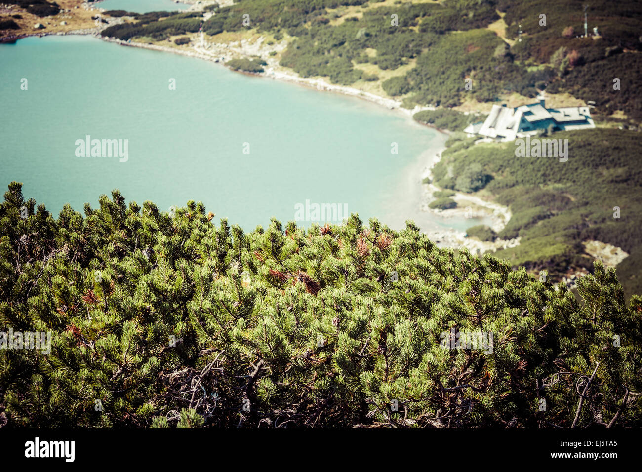 Lago di montagna in 5 laghi della valle di Tatra, Polonia. Foto Stock