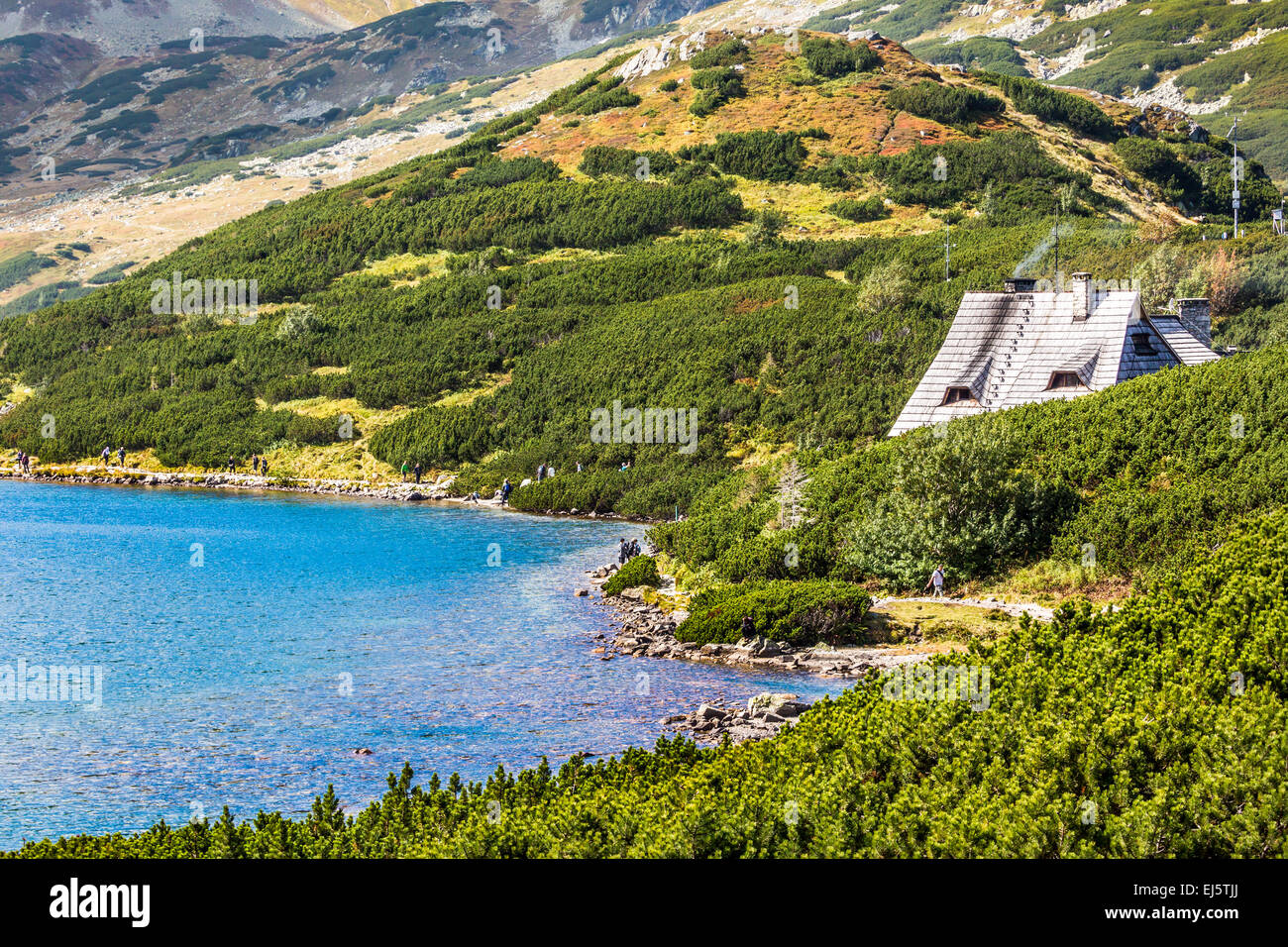 Lago di montagna in 5 laghi della valle di Tatra, Polonia. Foto Stock
