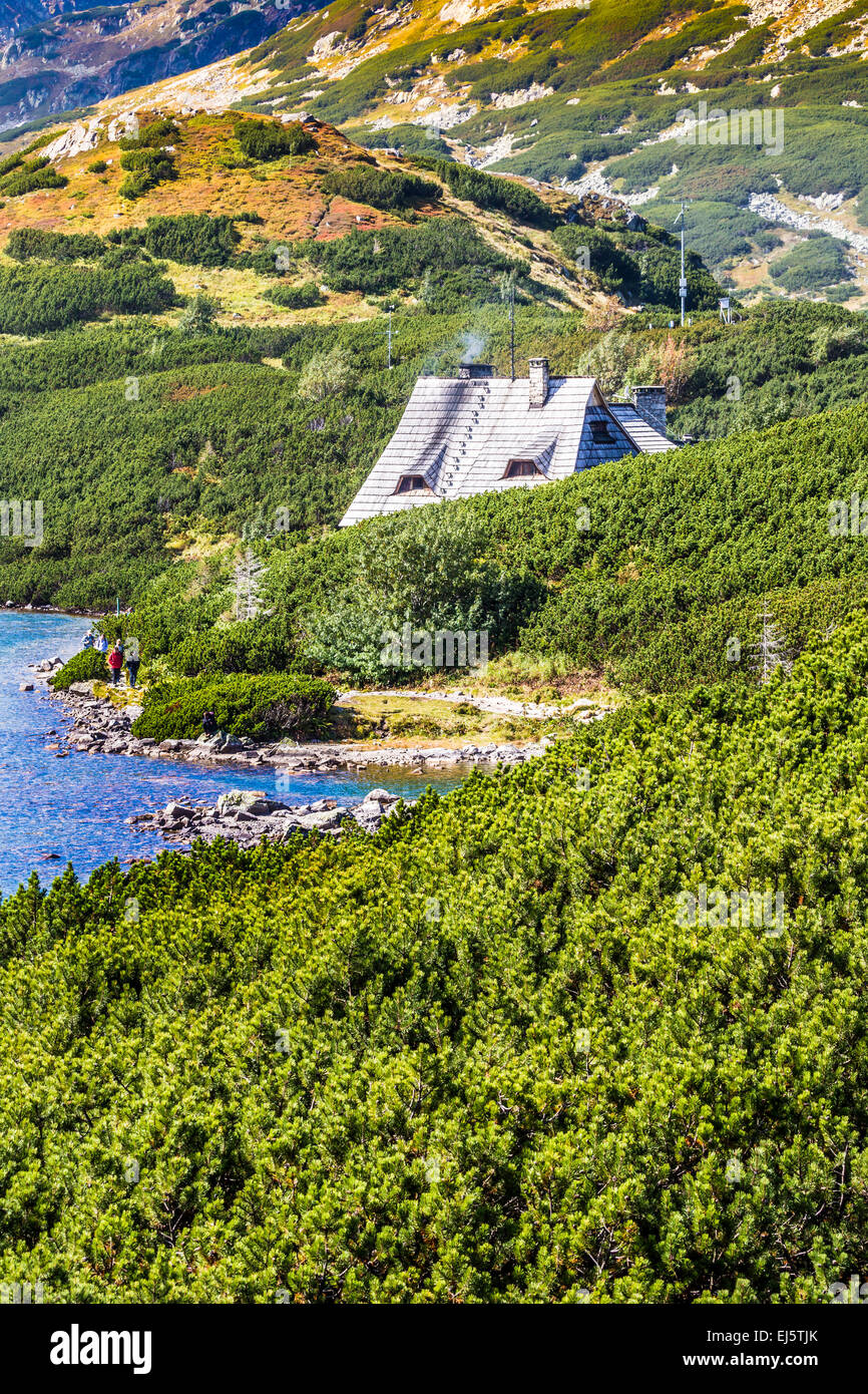 Lago di montagna in 5 laghi della valle di Tatra, Polonia. Foto Stock