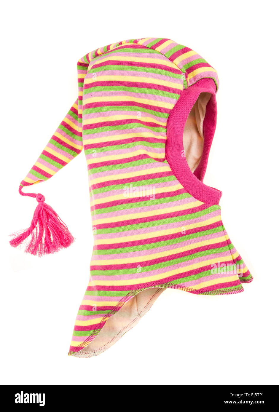 Bambino un foro della maschera da sci, winter hat casco isolato su uno sfondo bianco. Foto Stock