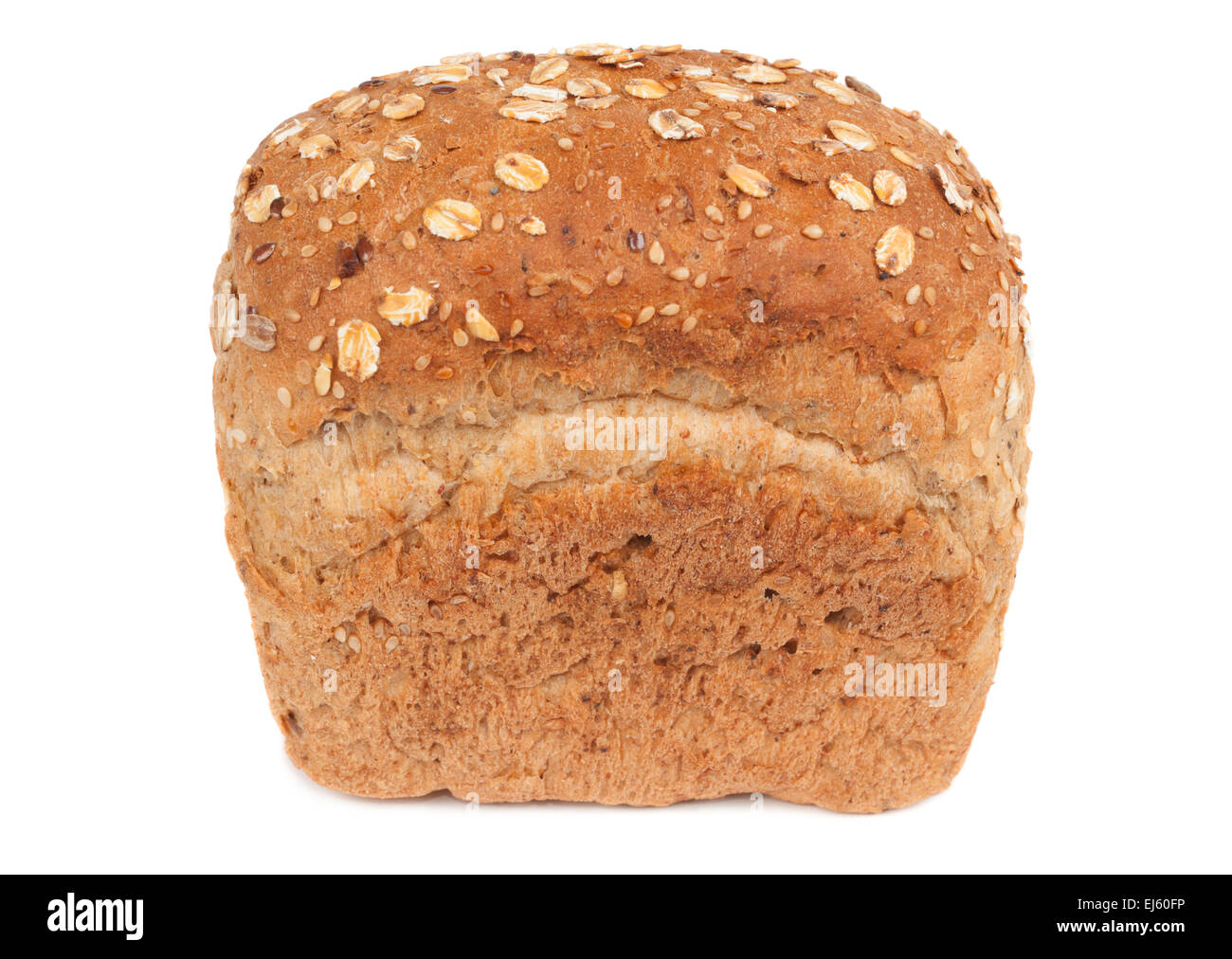 Una pagnotta di pane ai cereali isolato su bianco Foto Stock