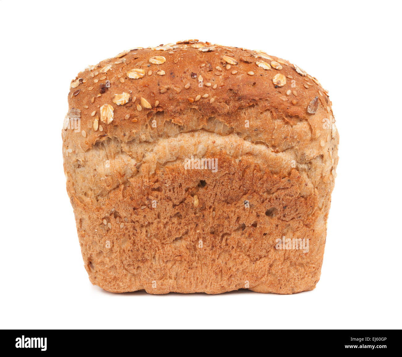 Nuovo filone di pane ai cereali isolato su bianco Foto Stock