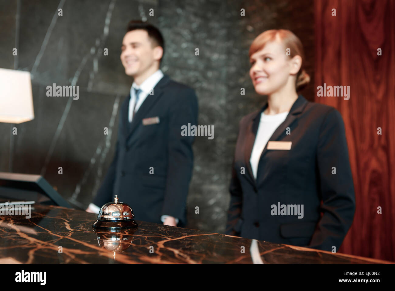 Hotel reception durante il lavoro Foto Stock
