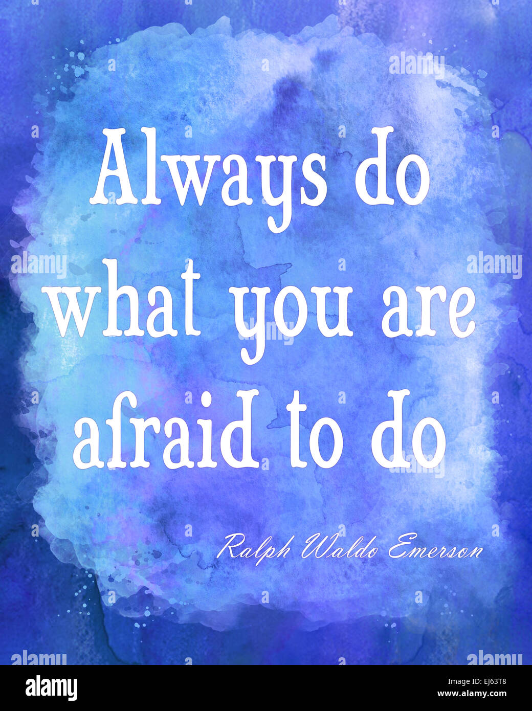 Emerson coraggio acquerello motivazionali di quotazione | L'arte al muro di ispirazione preventivi in Teal, blu, viola e bianco Foto Stock