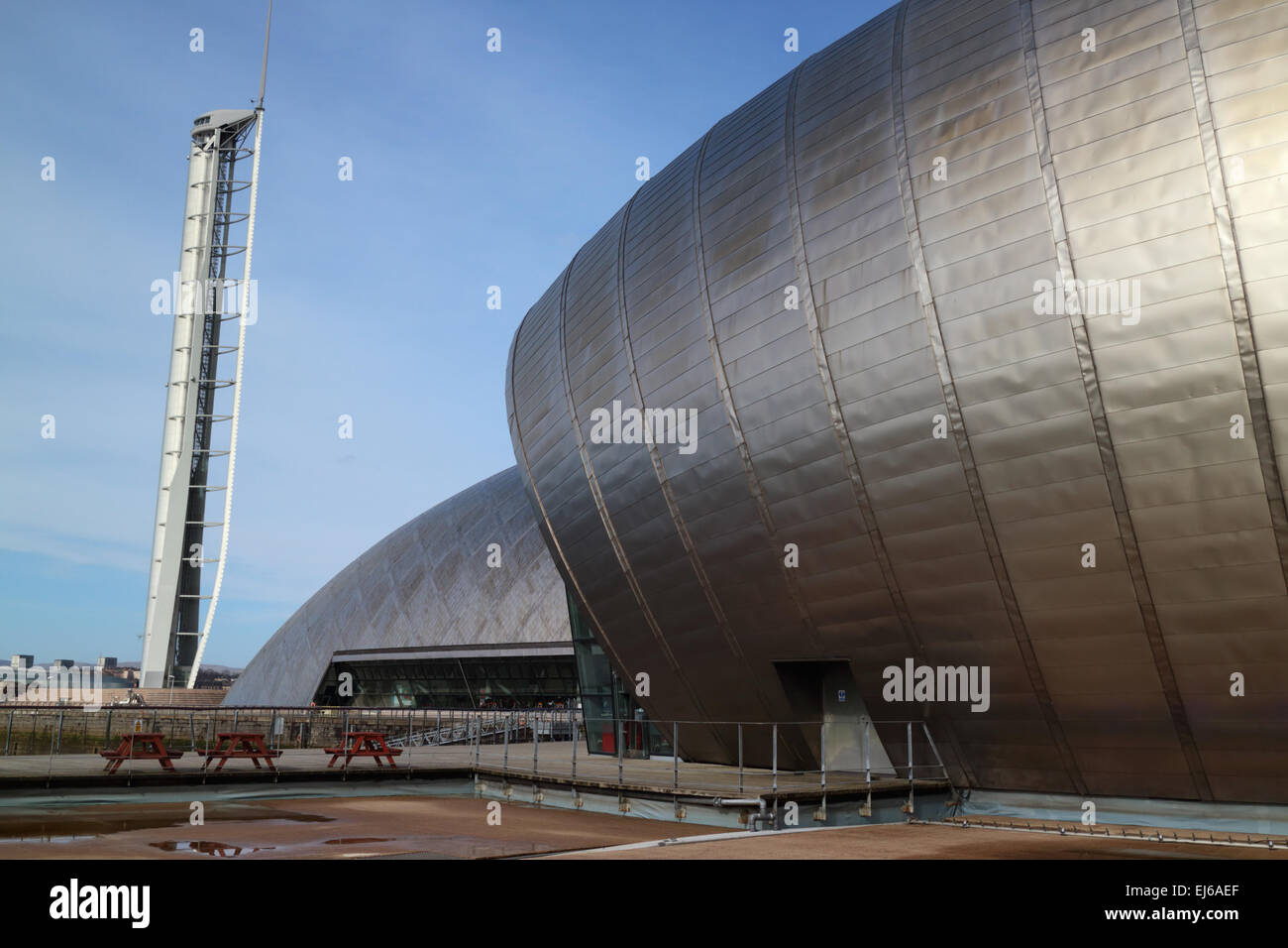 Il Glasgow Science Centre Mall cinema IMAX e torre pacific quay Scotland Regno Unito Foto Stock