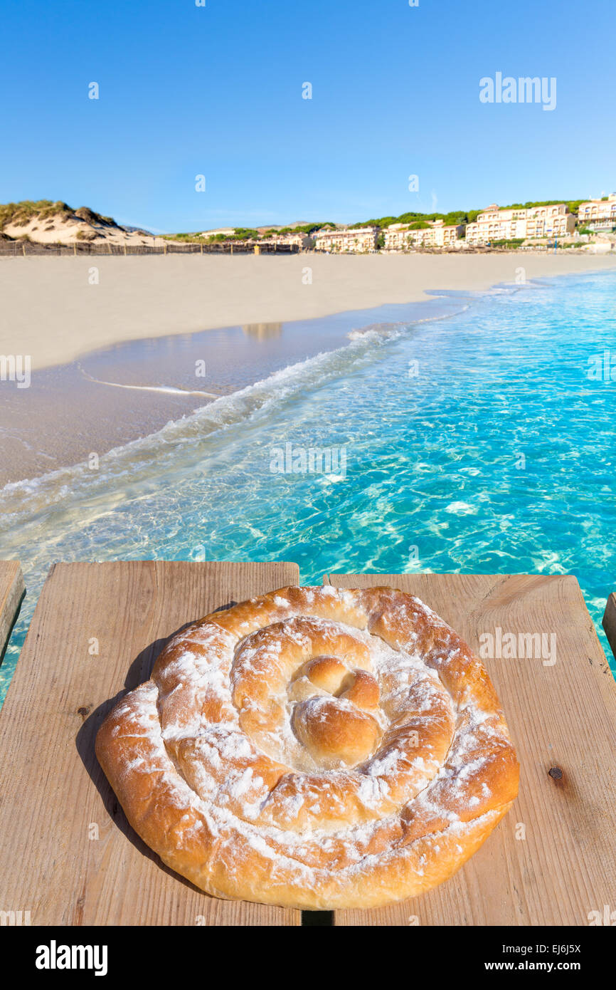 Maiorca Cala Mesquida beach a Maiorca Isole Baleari ensaimada per montaggio di foto Foto Stock