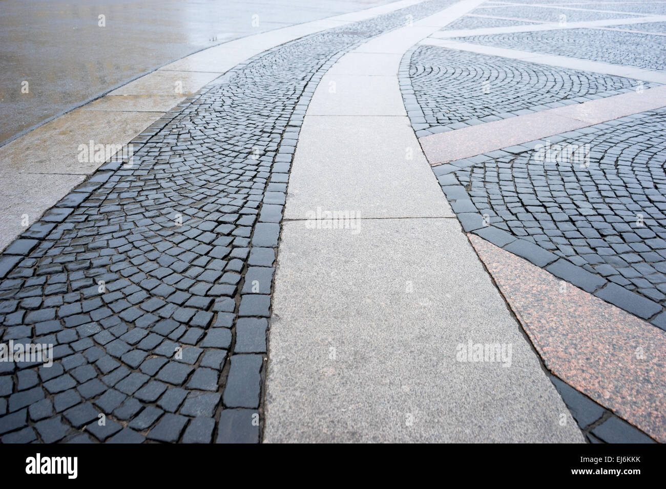 Strada di ciottoli a San Pietroburgo, Russia Foto Stock