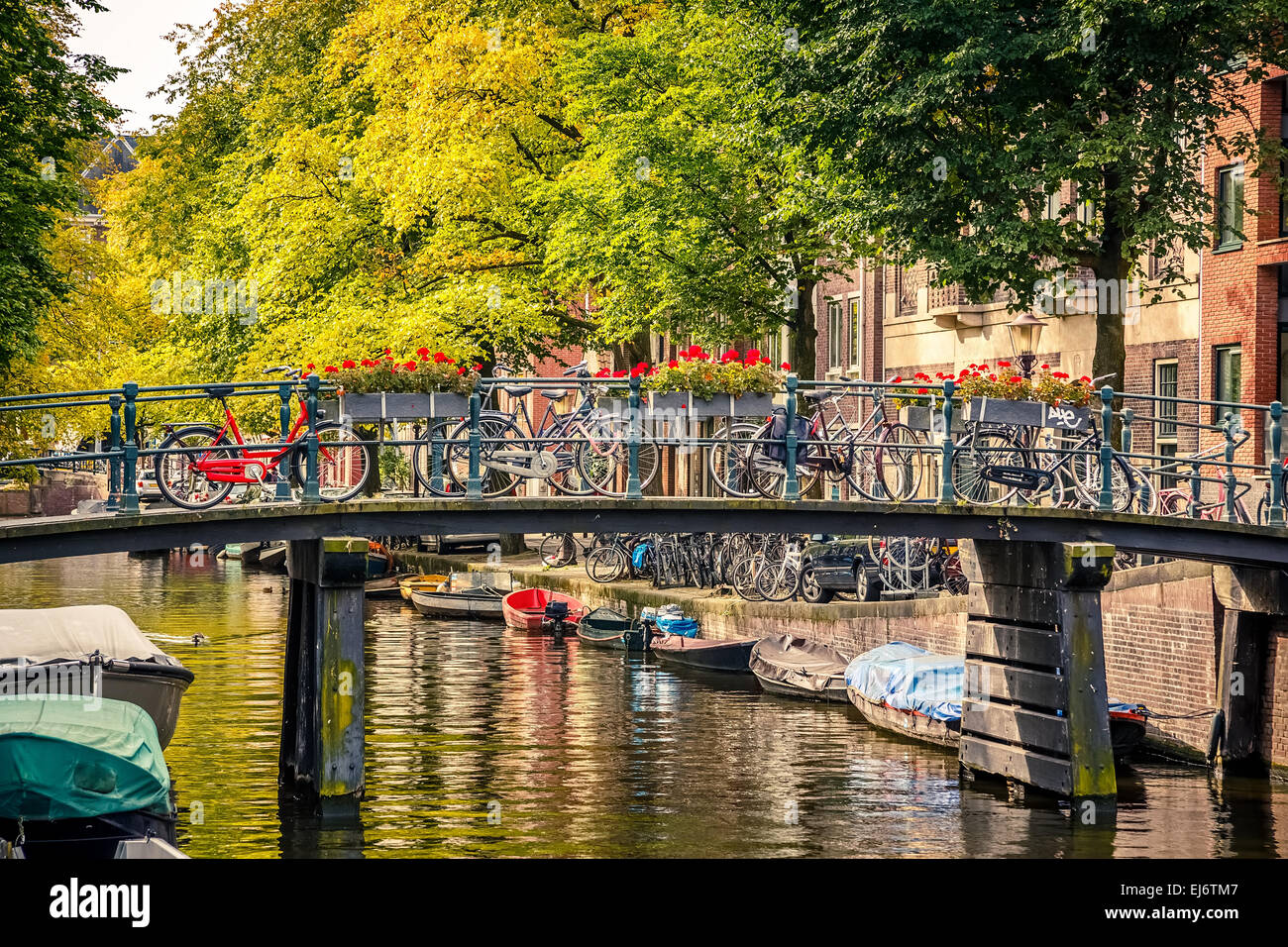 Canal in Amsterdam Foto Stock