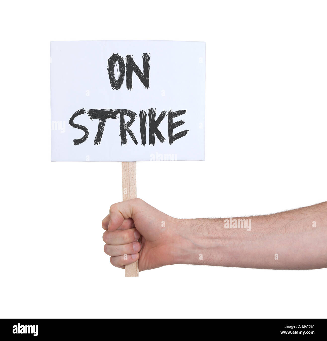 Mano azienda segno, isolato su bianco - in sciopero Foto Stock