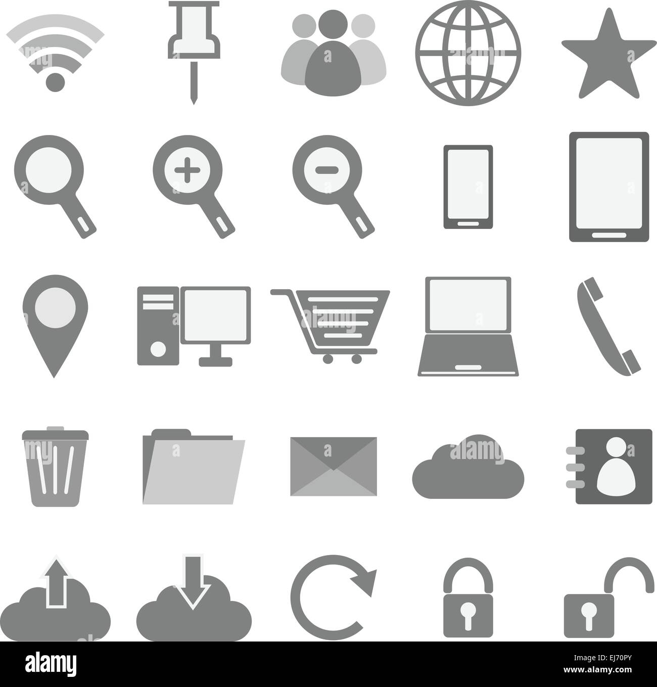 Le icone di Internet su sfondo bianco, vettore di stock Illustrazione Vettoriale