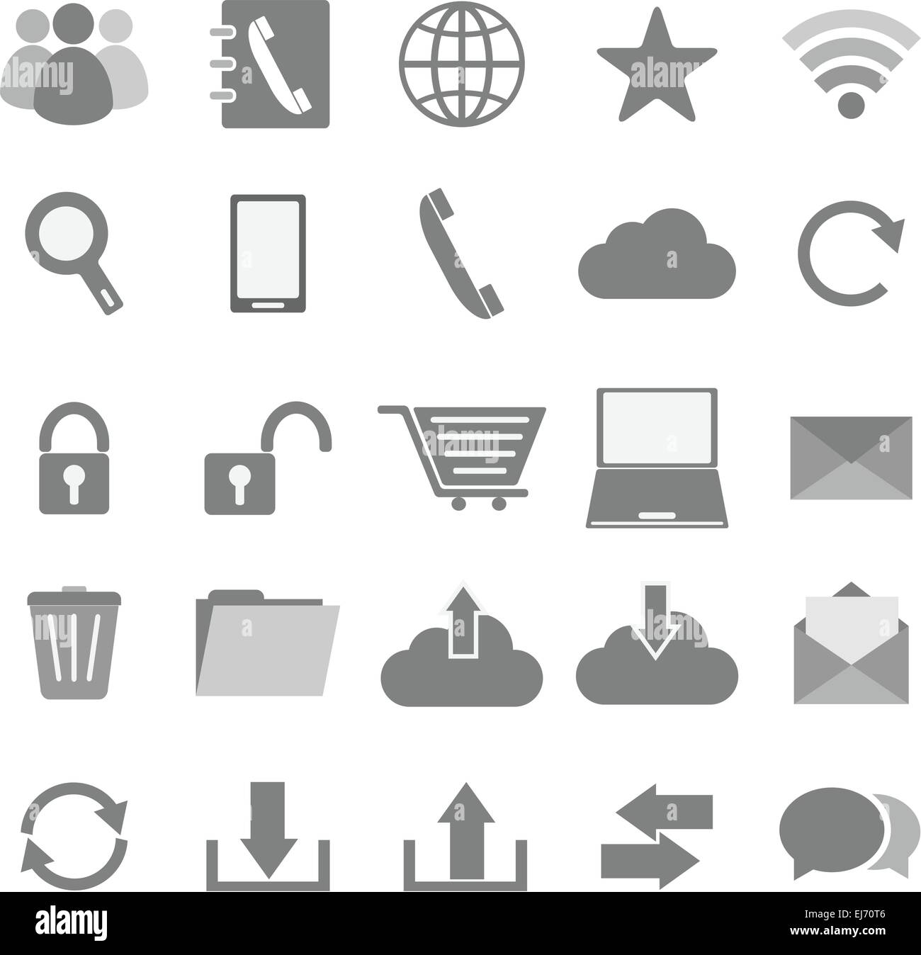 Icone di comunicazione su sfondo bianco, vettore di stock Illustrazione Vettoriale