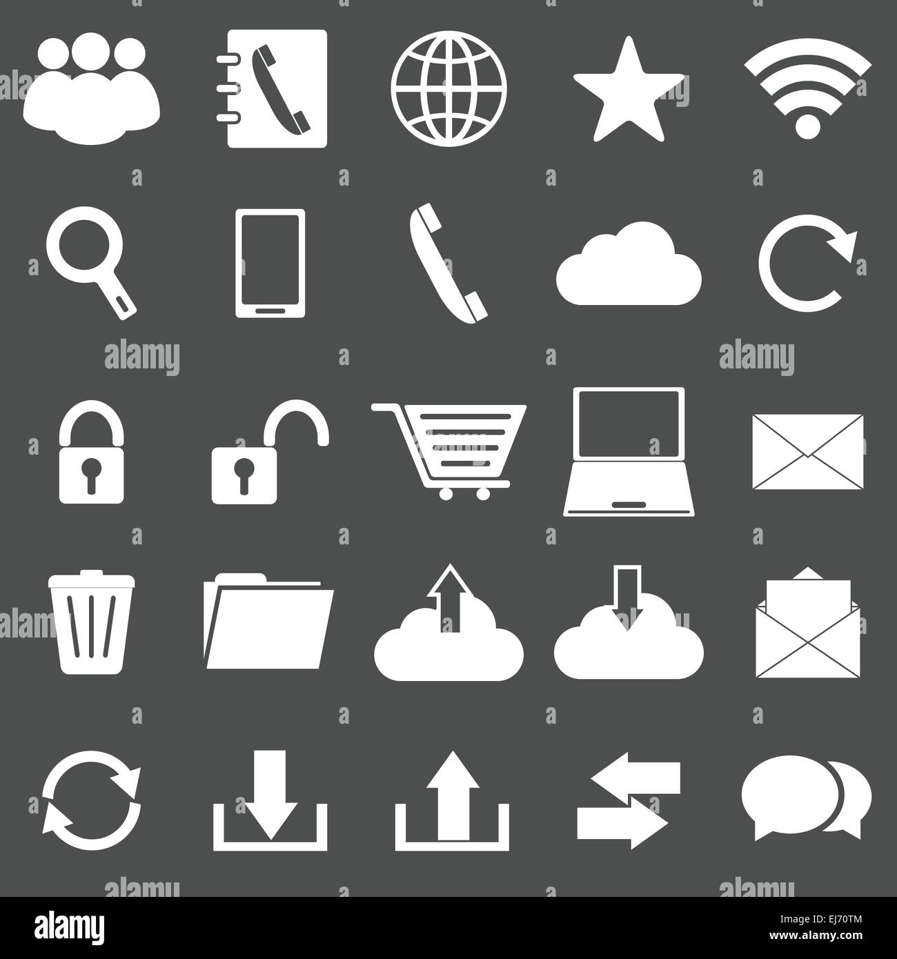 Icone di comunicazione su uno sfondo grigio, vettore di stock Illustrazione Vettoriale
