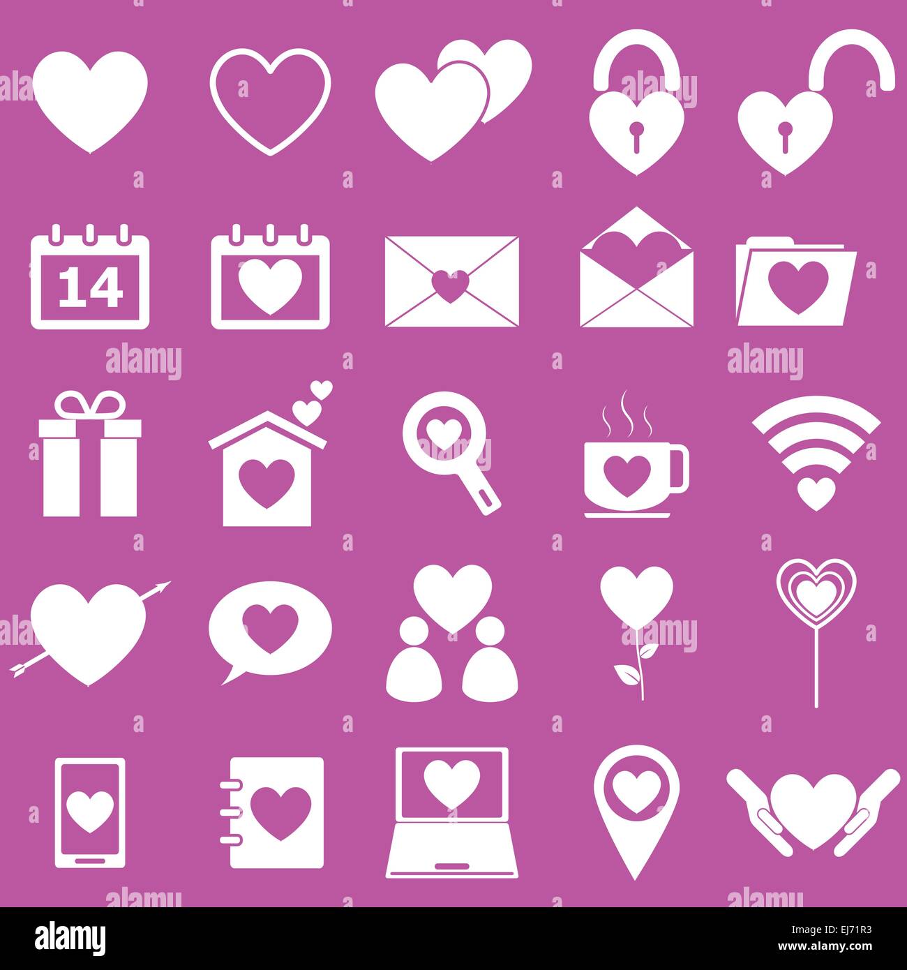 Amore icone sullo sfondo rosa, vettore di stock Illustrazione Vettoriale