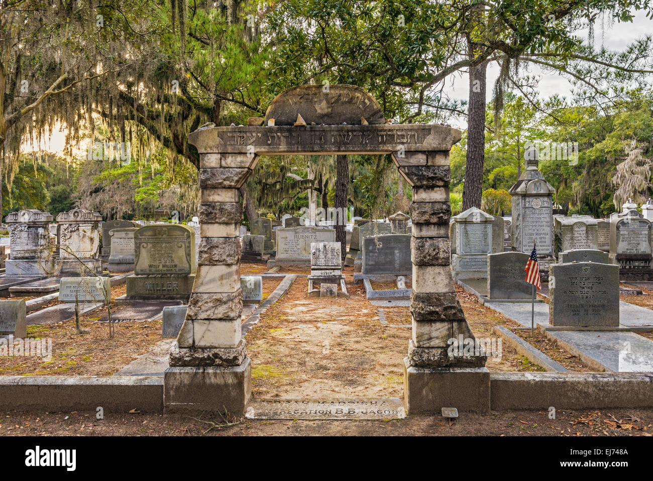 Sezione ebraica della storica cimitero Bonaventura a Savannah, Georgia Foto Stock