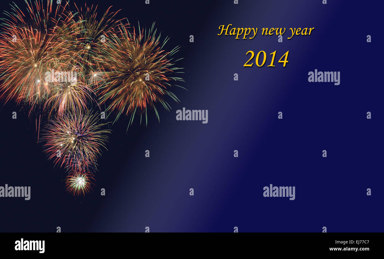 Nuovo anno 2014 con fuochi d'artificio Foto Stock