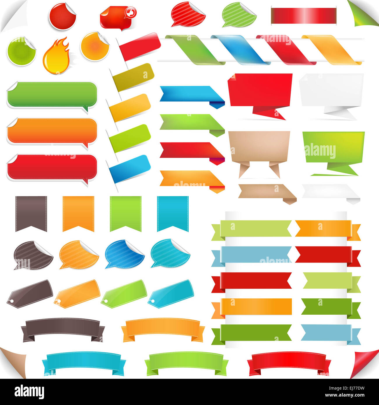Set di grande discorso bolla e etichette colorate Foto Stock