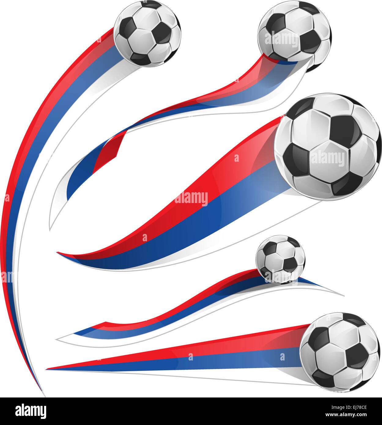 Bandiera russa impostato con pallone da calcio Illustrazione Vettoriale