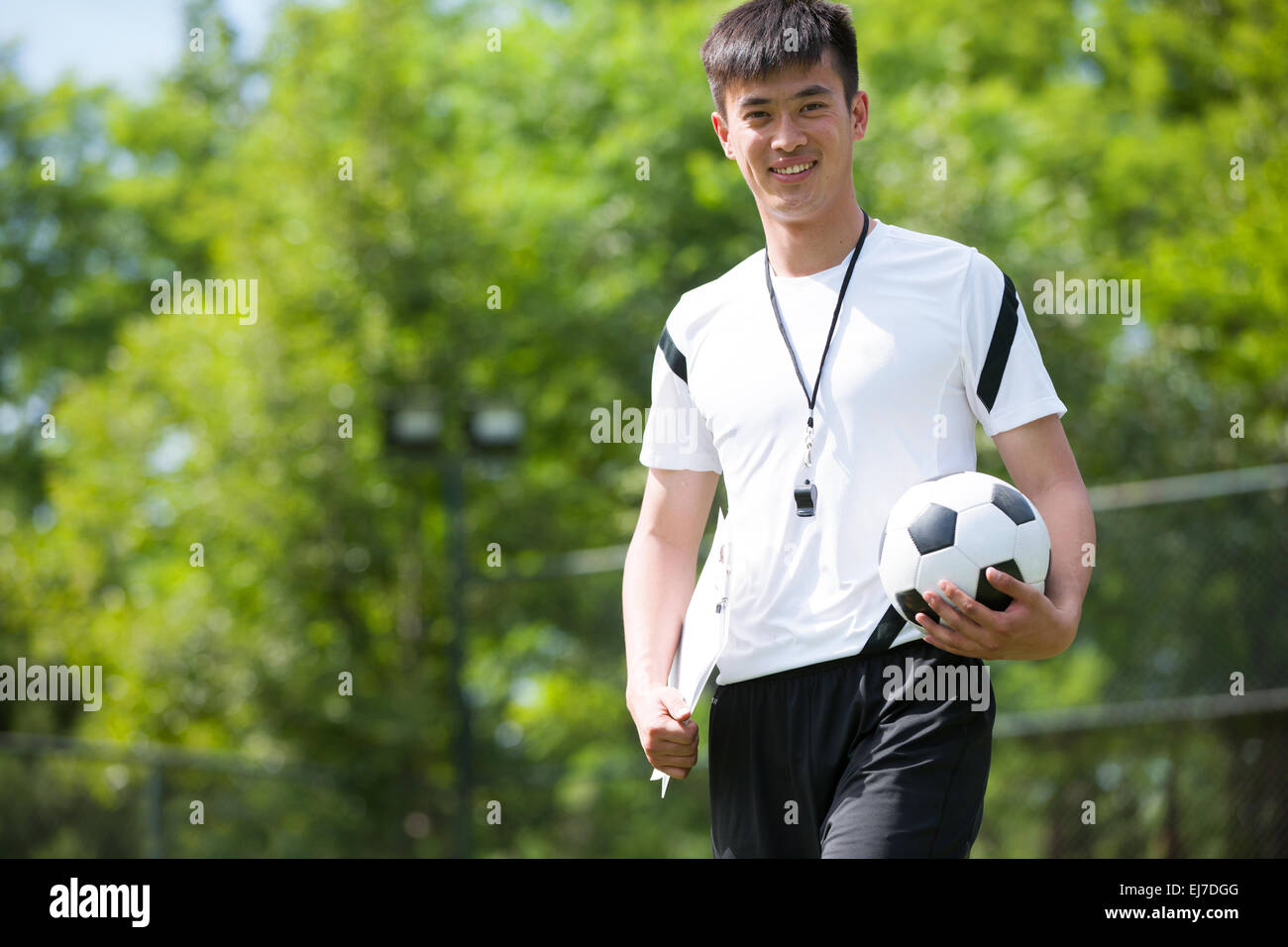 La gioventù allenatore di calcio Foto Stock