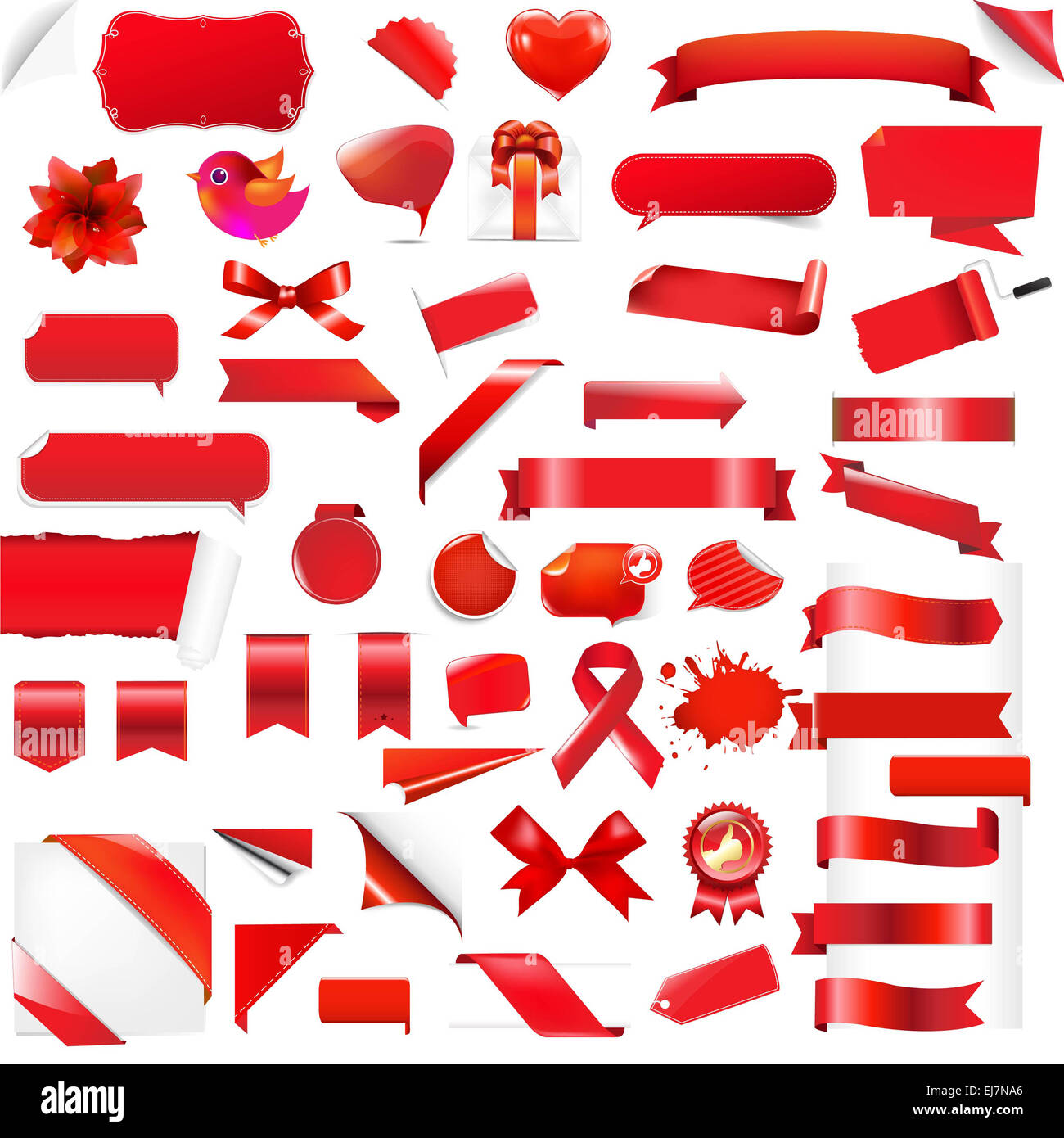 Grande set di elementi di colore rosso Foto Stock