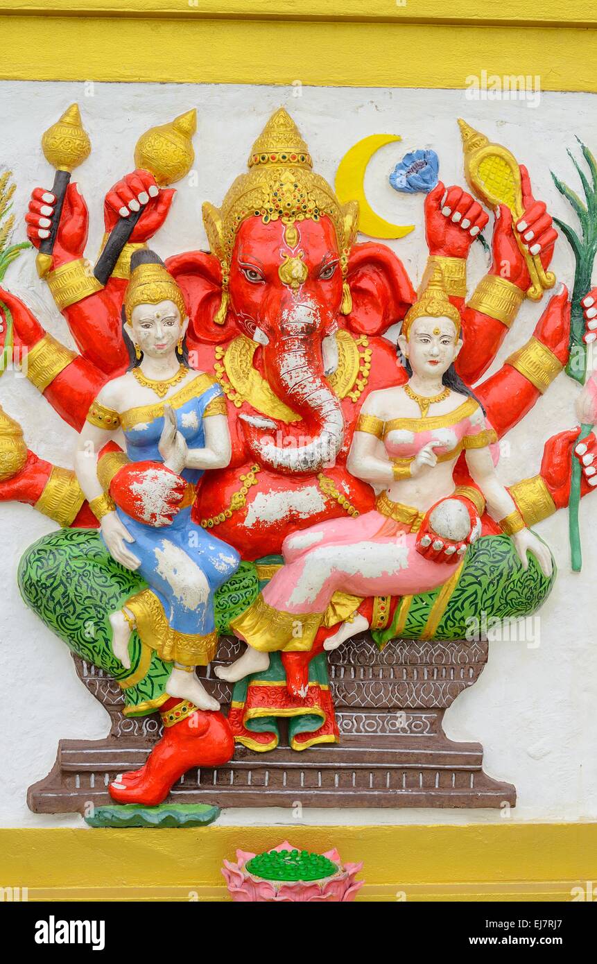 Bella dio indù Ganesh sulla parete Foto Stock