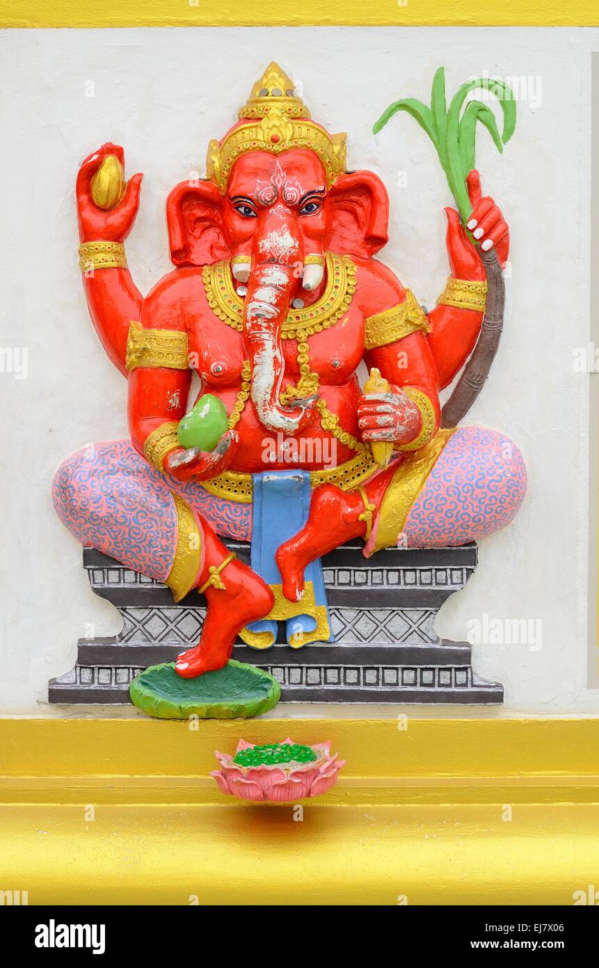 Bella dio indù Ganesh sulla parete Foto Stock