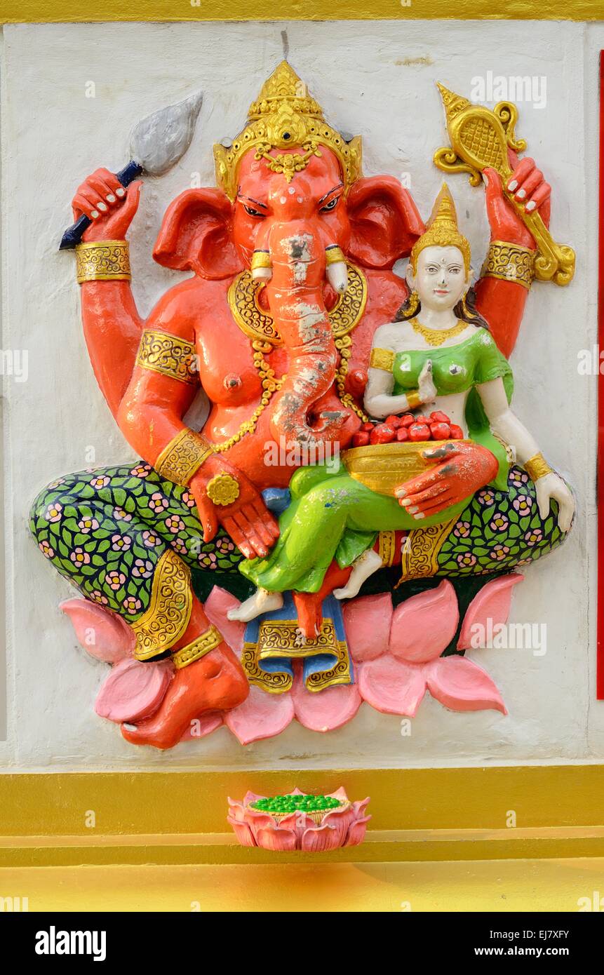 Bella dio indù Ganesh sulla parete Foto Stock