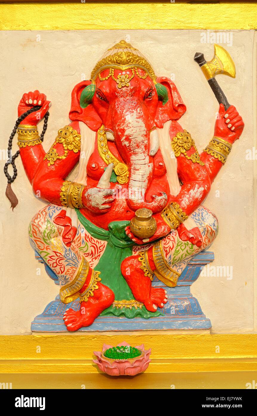 Bella dio indù Ganesh sulla parete Foto Stock