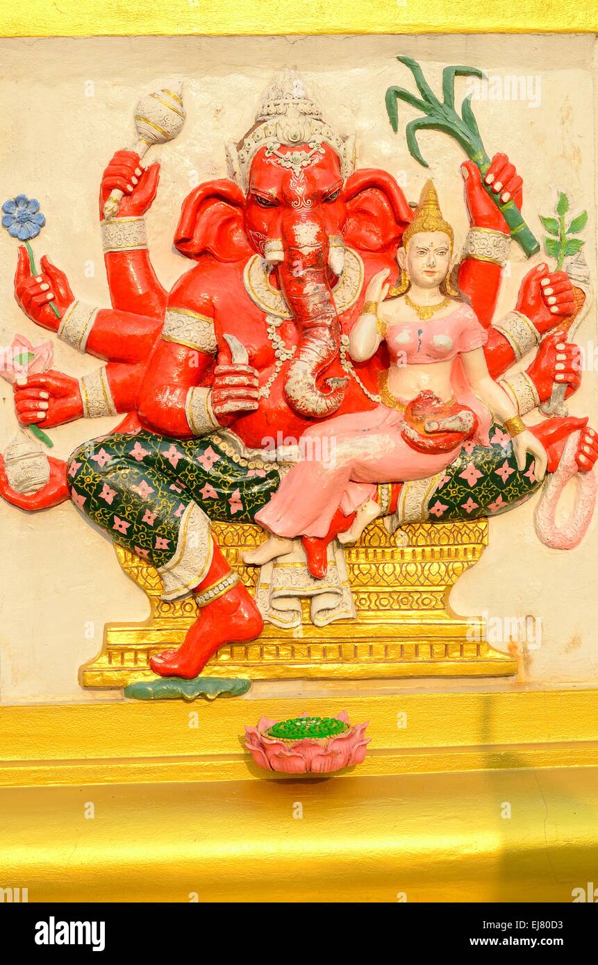 Bella dio indù Ganesh sulla parete Foto Stock
