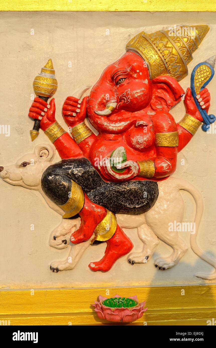 Bella dio indù Ganesh sulla parete Foto Stock