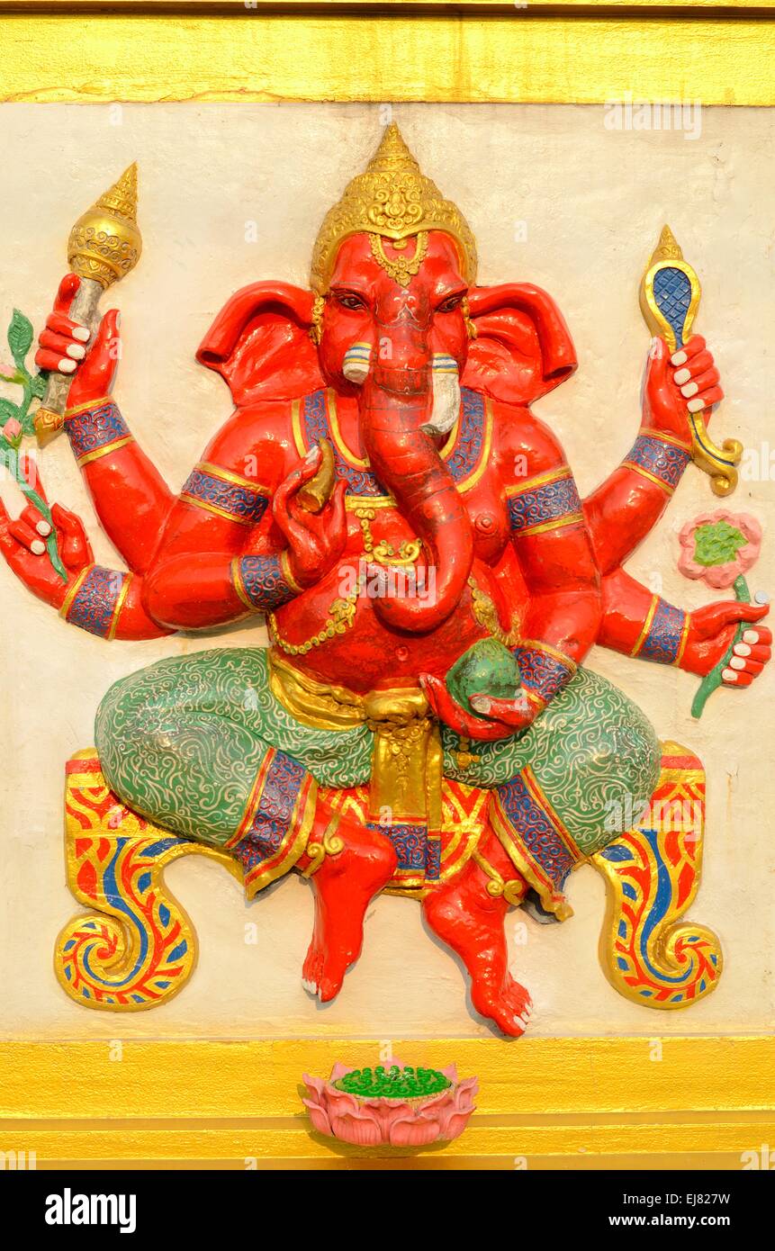 Bella dio indù Ganesh sulla parete Foto Stock