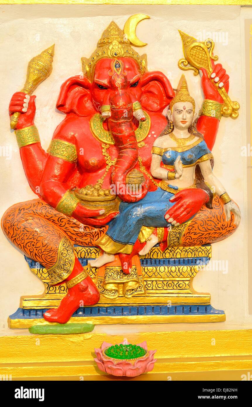 Bella dio indù Ganesh sulla parete Foto Stock
