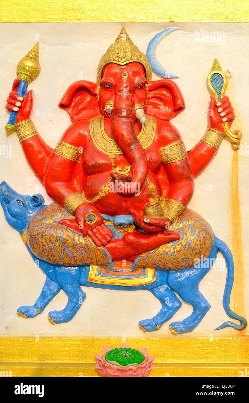 Bella dio indù Ganesh sulla parete Foto Stock