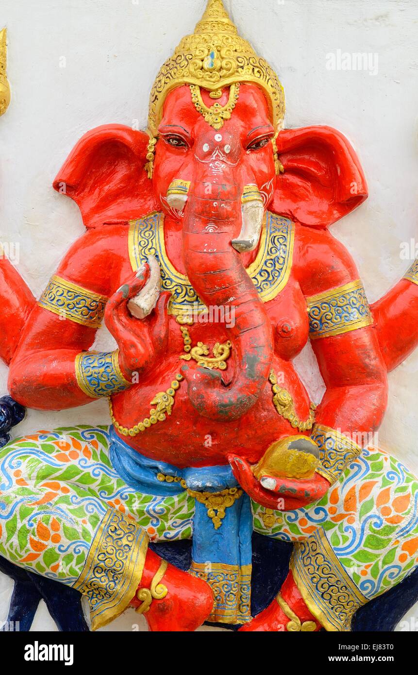 Bella dio indù Ganesh sulla parete Foto Stock