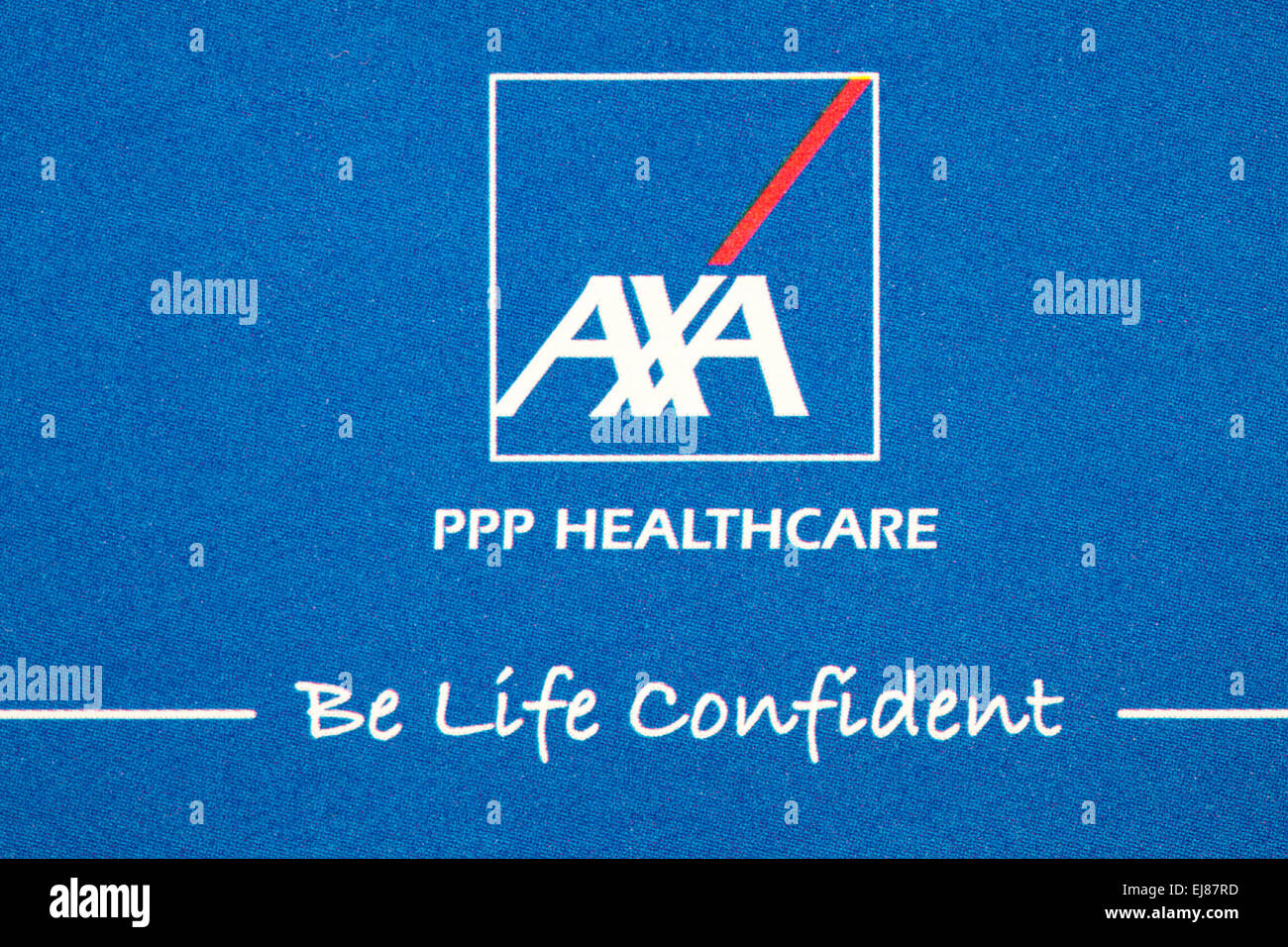AXA PPP Healthcare essere vita logo fiducioso sulla letteratura Foto Stock